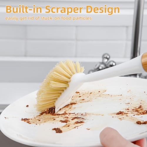 SUBEKYU Dish Brush with Bamboo Handle 2P Set