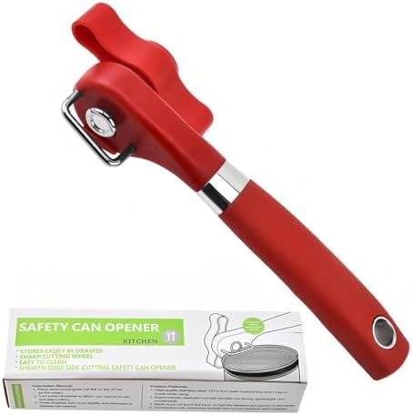 Safe Cut Manual Can Opener with Red Design