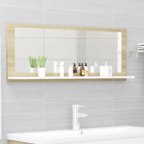 Wall Mounted Vanity Mirror with Light White Sonoma Oak
