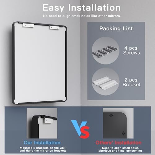 ISKM 24x36 Inch Brushed Silver Mirror for Bathroom
