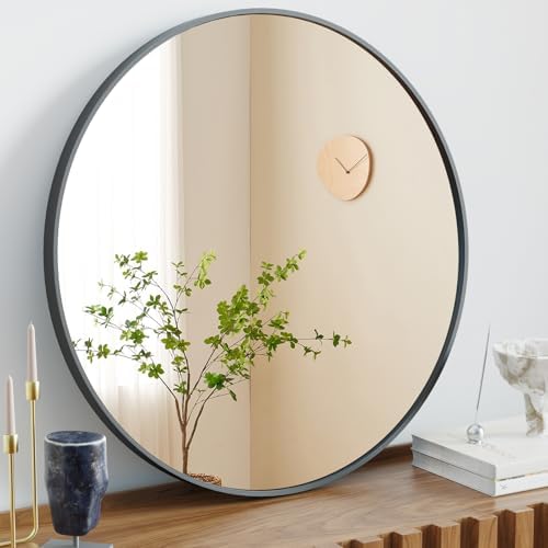 Sweetcrispy 24 Inch Black Round Wall Mirror 1