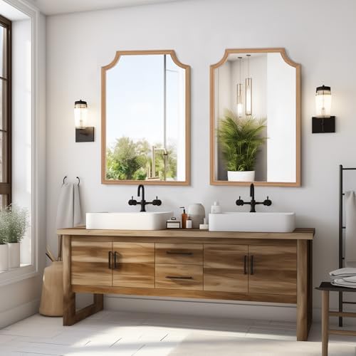 HOMECOOKIN 24x36 Scalloped Wood Wall Mirror 1