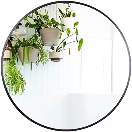 HomGarden 24 Black Round Wall Mirror for Entryway and Bathroom