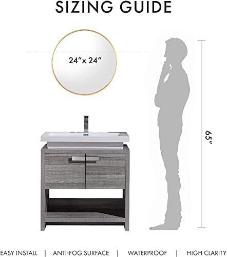 SHERBECK 24 Inch Round Black Mirror for Bathroom and Living Room