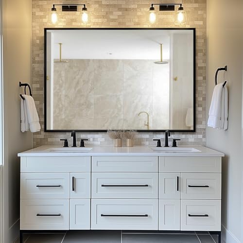 LadyNow 48x30 Wall Mirror Black Aluminum Frame