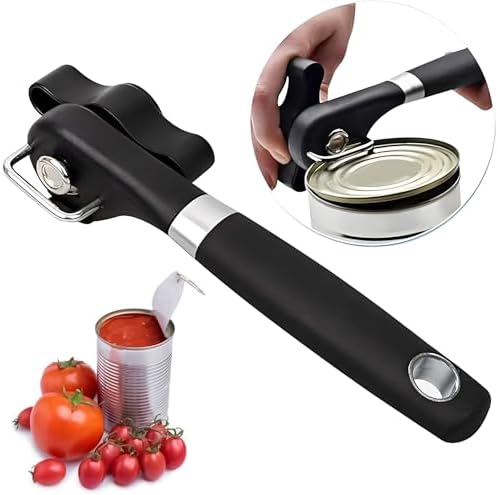 Safety Side Cut Can Opener with Soft Grips and Stainless Steel Blade