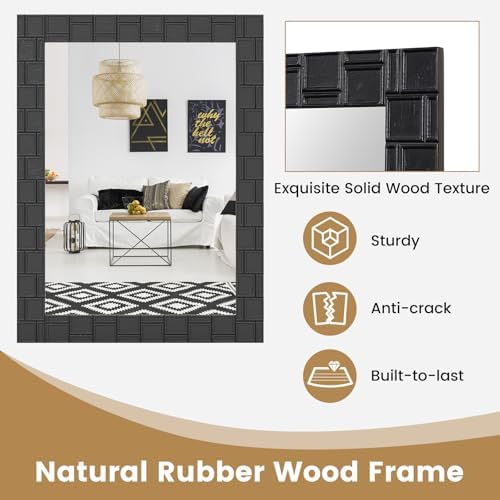 CHARMAID Wall Mirror 32x24 Wood Frame Decor