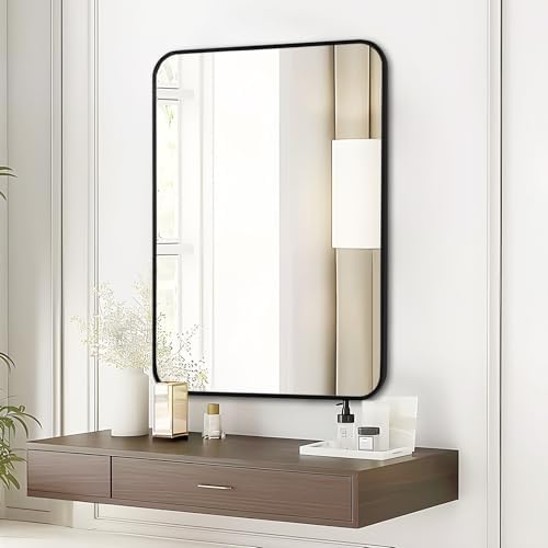 Fabuday Modern Black Matte Metal Wall Mirror - 20x30