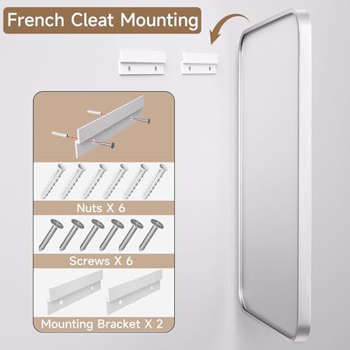 MODCART 28x36 Inch Silver Wall-Mounted Mirror