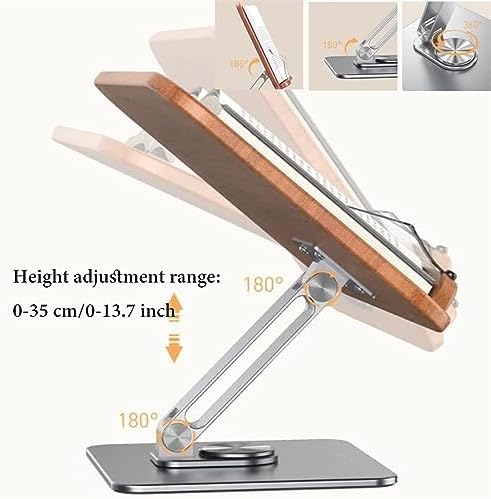 Adjustable Book Stand with 360 Rotating Base and Page Clips