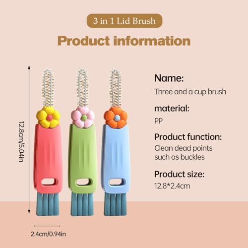3 in 1 Cup Lid Cleaning Brush Set - Portable Durable