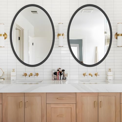 22x30 Inch Black Oval Wall Mirror for Bathroom and Living Room