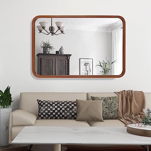 WallBeyond 24x36 Wood Mirror with Walnut Frame