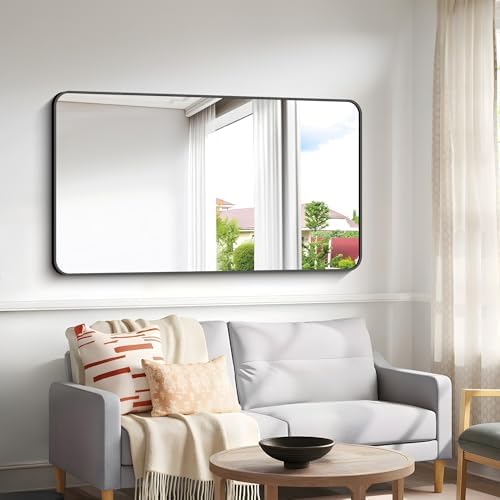 BONEWEI 30x55 Inch Black Rectangle Mirror