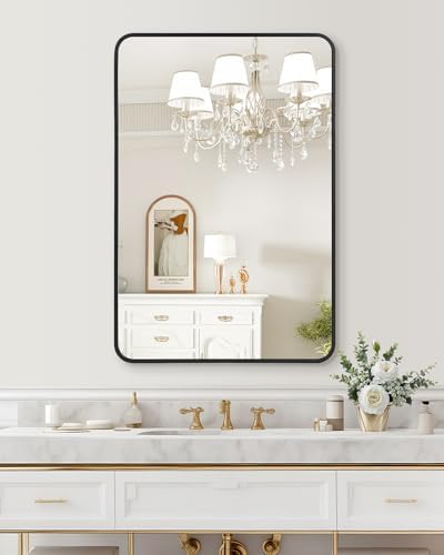 Amyove Black Metal Framed Bathroom Mirror 24X36 Inch