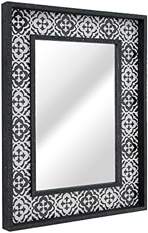 Head West Black White Tiled Print Distressed Mirror