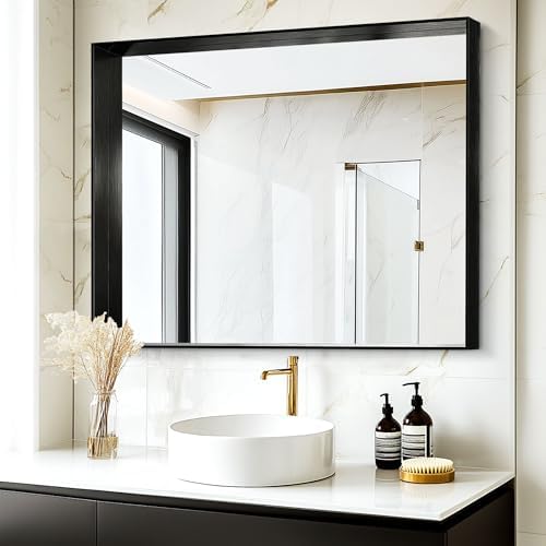 Furnbar Black Rectangle Mirror 22x30 Inch
