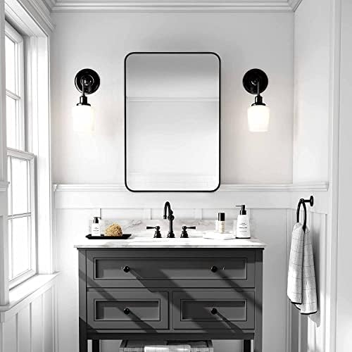 22 x 30 Black Wall Mount Mirror with Metal Frame