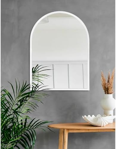 White Metal Framed Wall Mirror 26x18 Inch 1