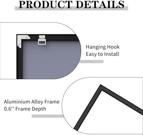CRATECOOP 28 x 20 Inch Black Bathroom Mirror with Metal Frame