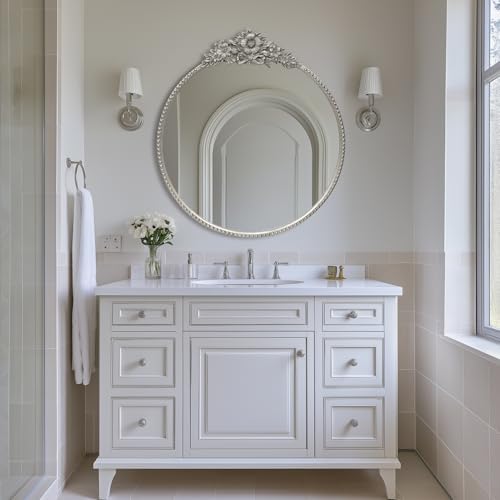 IPOUF Baroque Style 24 Inch Metal Circle Mirror