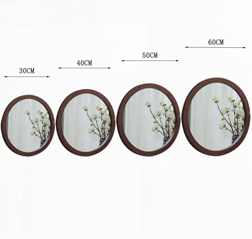 Wall Mounted Wooden Mirror with Walnut Frame 30cm