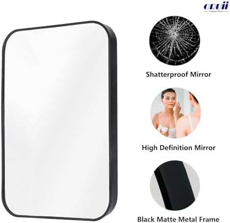 Oruii Black Rectangle Mirror 22x30 Inch 1