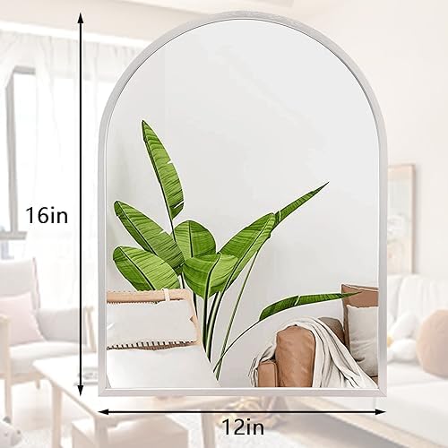 Arched Wall Mirror with Brushed Metal Frame 1