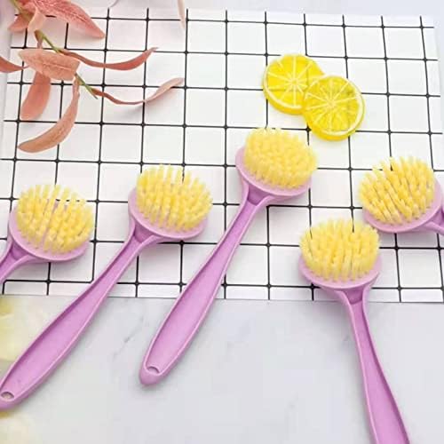 CALOPET Kitchen Cleaning Brush with Bamboo Handle and Built-in Scraper