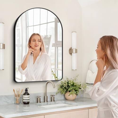 GLASHOM Arched Black Mirror 26x38 Wall Mounted
