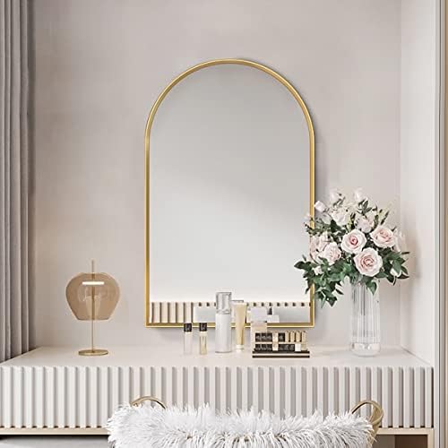 TinyTimes 30x20 Arched Wall Mirror with Gold Frame