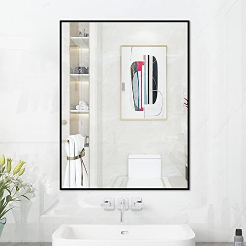 GQJNHUI Rectangular Mirror with Black Aluminum Frame