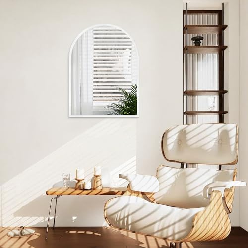 White Metal Framed Wall Mirror 26x18 Inch 1