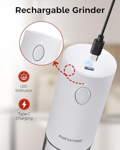 Newise Electric Salt Pepper Grinder Set with LED Light 2 Pack White