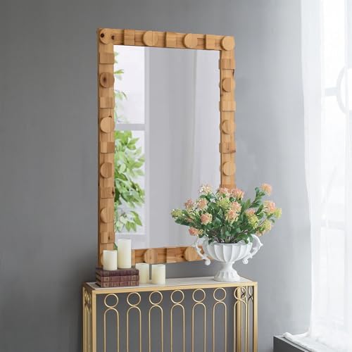 Rustic Wood Frame Mirror 24x36 Inch Wall Decor