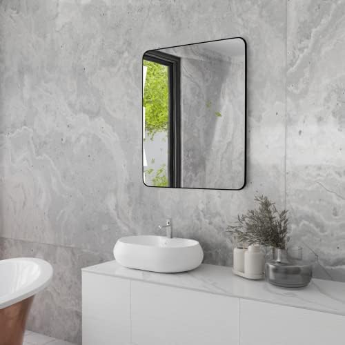 SNUGACE Black Metal Framed Mirror 20 x 28