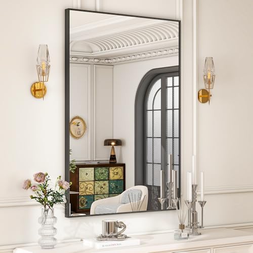 HARRITPURE 30x20 Inch Black Rectangle Wall Mirror