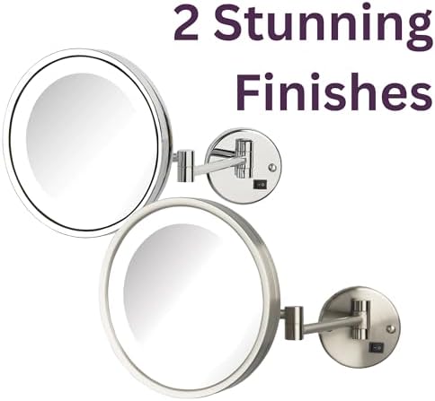 JERDON Lighted Wall Makeup Mirror with 5X Magnification