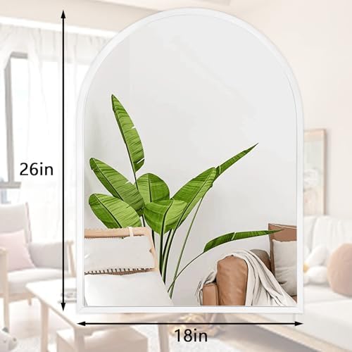 White Metal Framed Wall Mirror 26x18 Inch 1