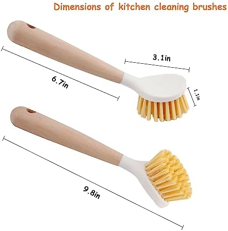 Dish Brushes with Bamboo Handle Pack of 2