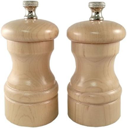 Chef Specialties 4 Inch Pepper and Salt Mill Set - Natural - Made in USA
