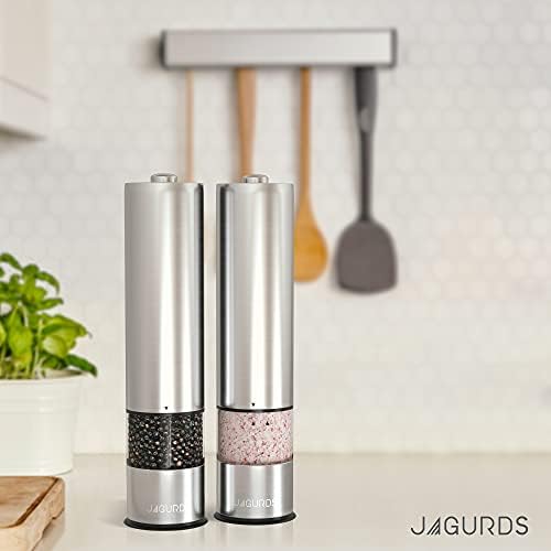 JAGURDS Electric Salt Pepper Grinder Set - Automatic Battery Operated One Hand