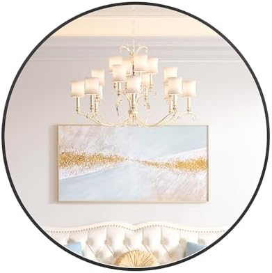20 Inch Black Round Wall Mirror with Metal Frame 1