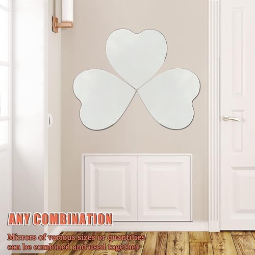 LTSRLL Heart-Shaped Mirror Tiles for Bathroom and Vanity