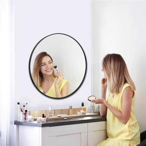 SUPER DEAL 30 Inch Round Mirror with Metal Frame