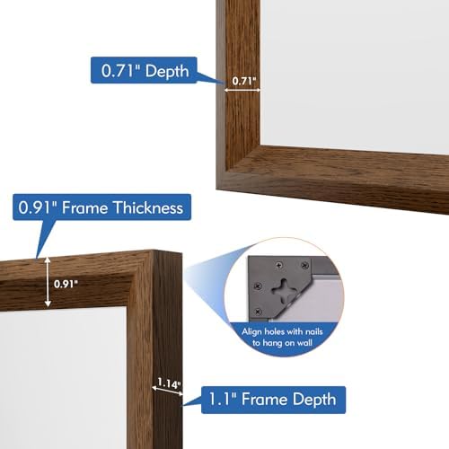 30X36 Inch Wall-Mounted Mirror with Walnut Frame