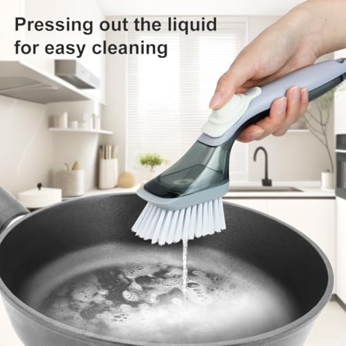 CQT Dish Brush with Soap Dispenser and Holder