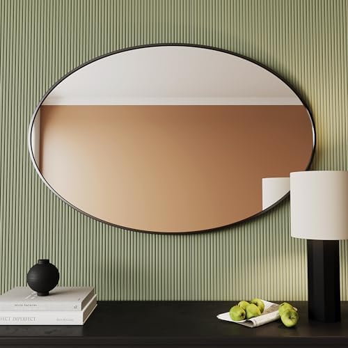 Black Oval Bathroom Mirror 24x32 Wall-Mounted 1