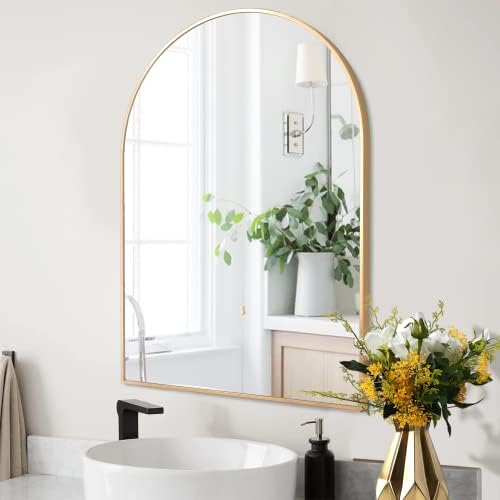 Heymirro Arched Mirror 24x36 Inch Gold Aluminum Frame