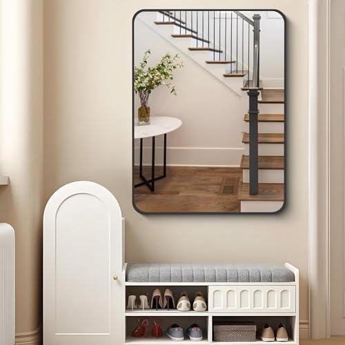 FORBATH 30x40 inch Bathroom Mirror with Black Metal Frame